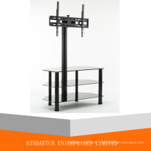 Montage TV Glass Center Black Steel TV Stand